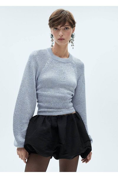 MANGO Woman Pullover mit offenem Rücken und Glitzer