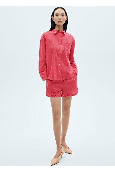 MANGO Woman قميص من مزيج القطن مخطط