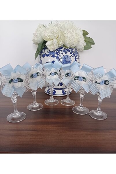 Helvacıoğlu Çikolata Lohusa Şerbet Kadehi Bardağı Dekoru Süsü, 6 Adet