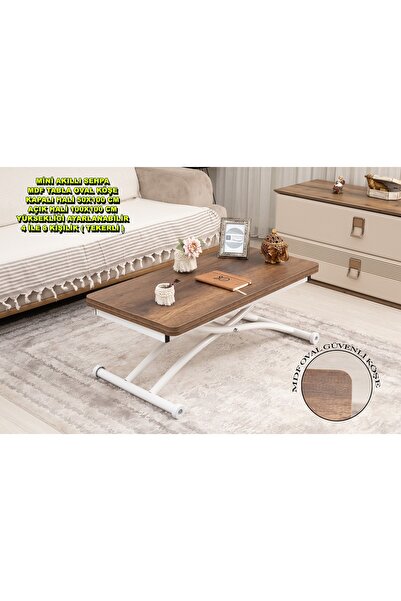 SEHPAM AKILLI Mini Juppo Üst Tabla Mdf Barok Koyu Ceviz Oval Köşe Alt Ayak Be...