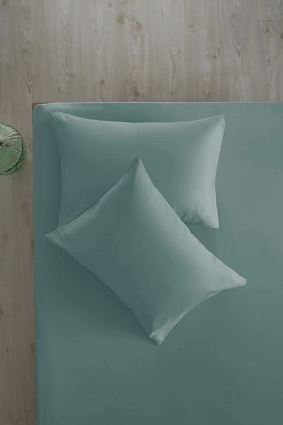 İssimo Home مجموعة من الساتان القطني الأزرق النعناعي البسيط 200*200/50*70
