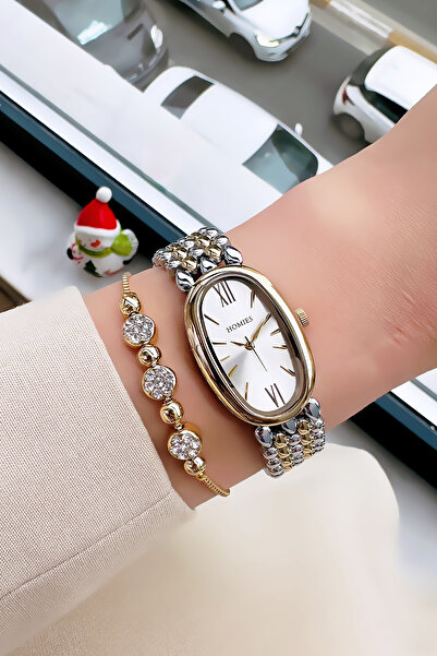 Homies ساعة يد نسائية مقاومة للماء 3 ATM - علبة انقطاع، سوار فولاذي وسوار HMB...