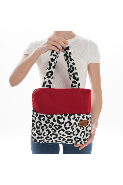 ÇANTA Avvah Special Design Red Leopard Print Handle Bag Kklp1006