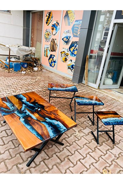 Konyalı Sanat EPOKSİ SEHPA SETİ LED IŞIK DETAYLI HEMEN TESLİM