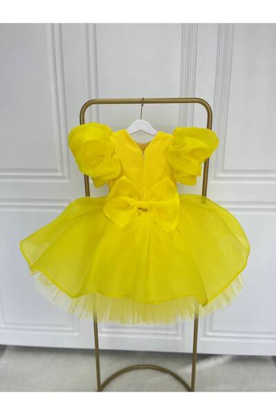 yagmur tasarım Kız çocuk - bebek elbise - Sarı Elbise - ( 1 - 12 yaş arası)