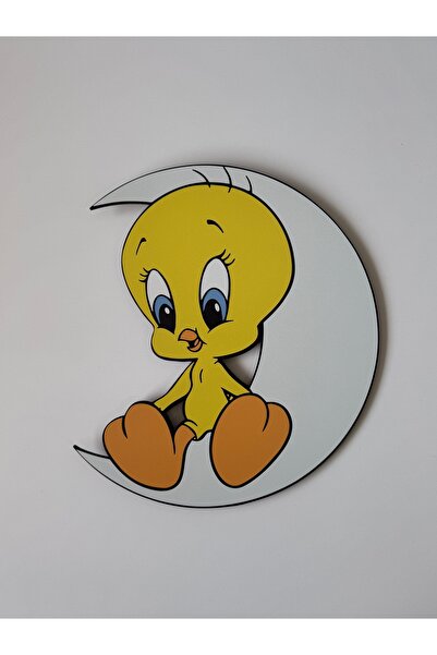 UViolets Dekoratif Ahşap Baskılı Tweety Çocuk Odası Gece Lambası 30*32
