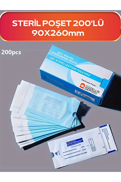 Güzellik Deposu Steril Poşet 200'lü Tek Sterilizasyon Paket Steril Pac Steril...