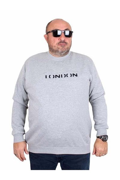 Starbattal Ανδρικό φούτερ μεγάλου μεγέθους - 3ip, Crew Neck, London 24208, ΓΚΡΙ ΜΕΛΑΝΖ
