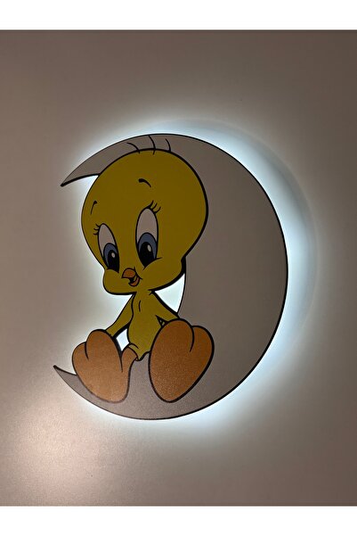 UViolets Dekoratif Ahşap Baskılı Tweety Çocuk Odası Gece Lambası 30*32