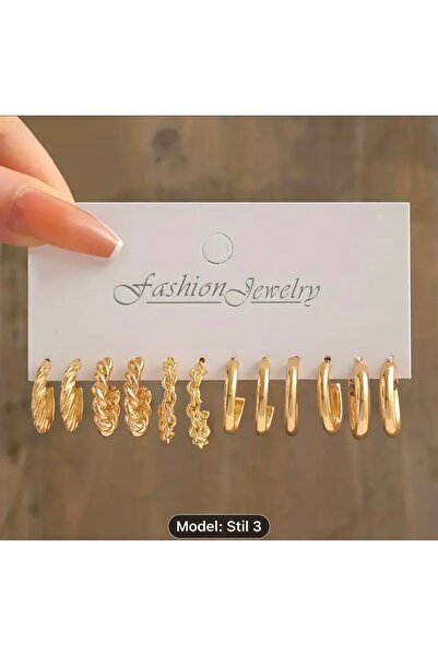 FASHİON JEWELRY Bijuteri Halka Küpe Seti - 6 Parça