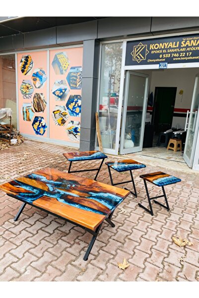 Konyalı Sanat EPOKSİ SEHPA SETİ LED IŞIK DETAYLI HEMEN TESLİM