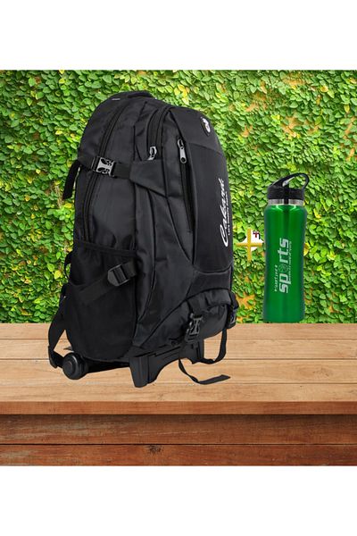 CAKARD ÇANTA Cabin Size Mountaineer Backpack with Wheels and Squeegee for Travel - Steel Flask Gift