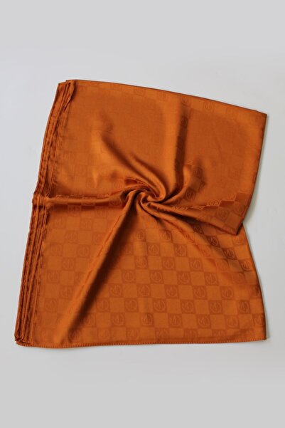 QUM İPEK Італійський жакардовий шарф з помаранчевим візерунком