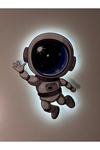 UViolets Dekoratif Ahşap Baskılı Astronot Çocuk Odası Gece Lambası 27*36