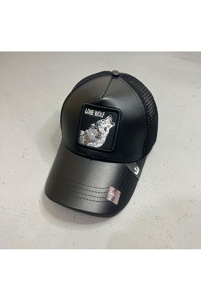 Store ışık Leather Animal Figured Unisex Hat with Mesh Adjustable