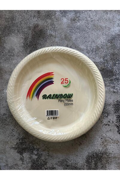 Rainbow Partycom 25 adet '' Krem Plastik Tabak '' 22 cm