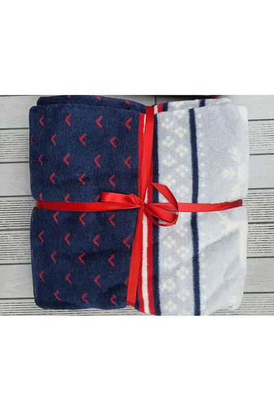 aktarteks Double Winter Cotton Blanket - New Year's Deer, Pine Tree Pattern