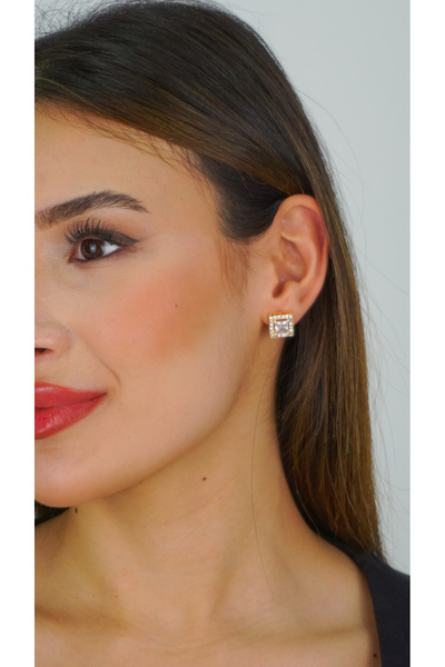 TRENDTAKI أقراط مرصعة بالألماس مربعة عتيقة 0131