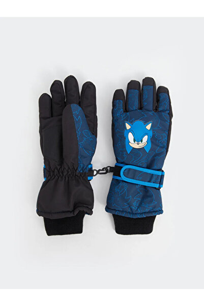 LC Waikiki LCW ACCESSORIES Lacivert Sonic Baskılı Erkek Çocuk Kar Eldiveni