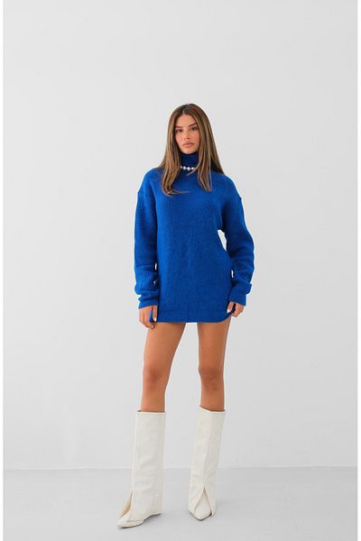 Black Fashion Blue Turtleneck Oversize Knitwear Tunic