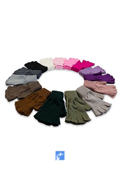 Kardelen Butik Denizli New Autumn and Winter, Solid Color Windproof Acrylic Cut Finger Gloves for Adult