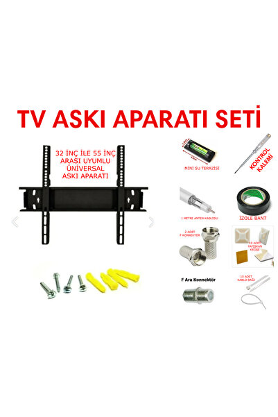 plusramtech SET-1 ASKI APARATI SETİ 32" İLE 55" ARASI TÜM TVlere UYUMLU DUVAR...
