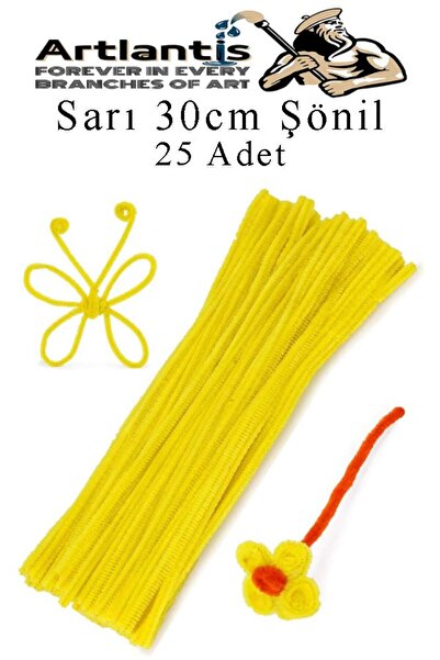 Artlantis Şönil 30 cm 25 li 1 Paket Renkli Tüylü Tel Okul Öncesi Anasınıfı Kr...