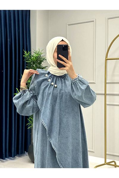 OlaLady Rochie de damă, cu perle, cu blugi hidžáb