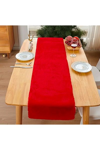 Partifabrik New Year's Red Plush 30-140 cm Table Runner
