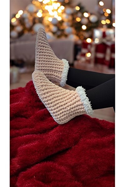 Valore El Örgüsü Kadın Pembe Ev Pandufu, Ev Botu, Ev Patiği, Yumuşak Taban