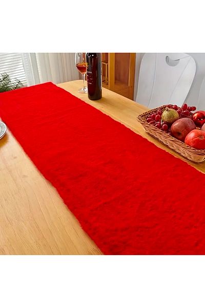 Partifabrik New Year's Red Plush 30-140 cm Table Runner