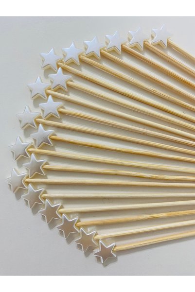 yağmur gökçe NO:83 - 25 adet 15 cm Yıldızlı Kokteyl Uzun Kürdan