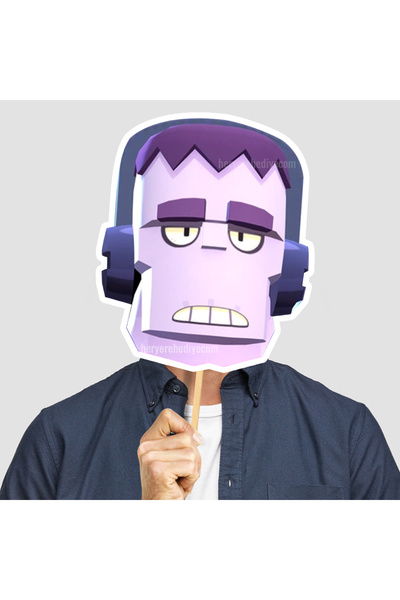 heryerehediye Brawl Stars Frank Çubuklu Karton Yüz Maskesi , Kalın Kuşe Baskı