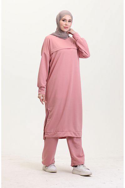 sefamerve Set din două piese Dusty Rose - tunică și pantaloni cu două fire 0549-01