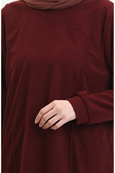 sefamerve Claret Red tunika és nadrág kétrészes szett - Astana Fabric 0551-04