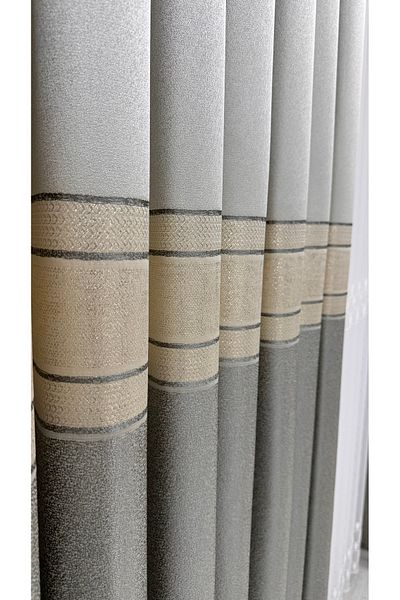 Fon Dünyası Gray Single Wing Panel with Background Curtain Stripe