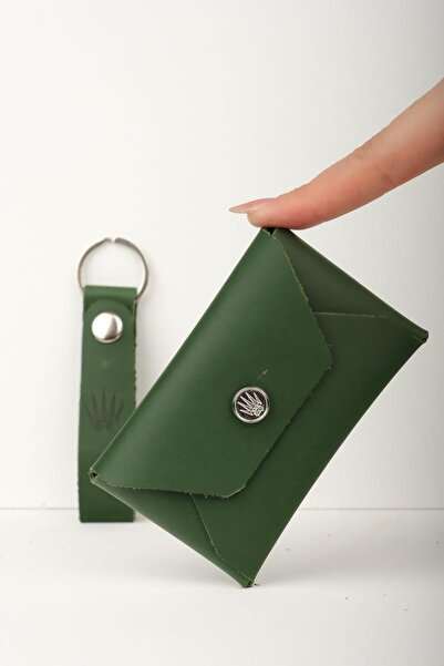 WATCHOFROYAL Genuine Leather Buttero Green Gift Set - Wallet and Keychain