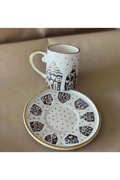 Store كوب قهوة تركي بتصميم خاص مرسومة يدويًا
