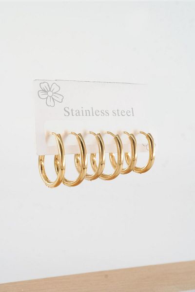 By Zeyna Aksesuar Women's 316 L Steel Anti Allergenic Drop Model 3 Length 1.8cm / 2.2cm /2.5Cm Clip-On Set of 6 Earrings