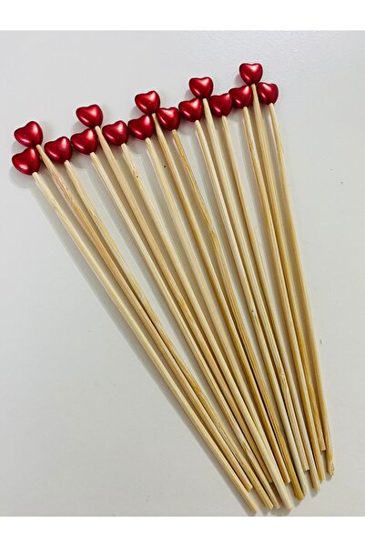 yağmur gökçe رقم: 85 - 25 قطعة أعواد أسنان طويلة للكوكتيل على شكل قلب مقاس 15 سم