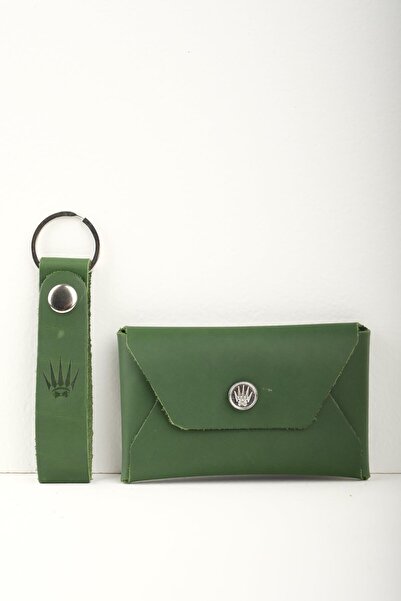 WATCHOFROYAL Genuine Leather Buttero Green Gift Set - Wallet and Keychain