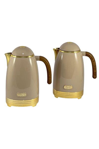 AVCI HOME MAKER 2 PIECES FLASK SET 1 LITRE AND 1 LITRE - LIGHT COFFEE AND GOLD