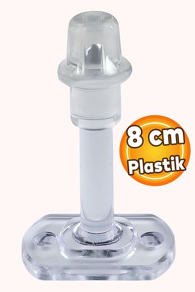 Badem10 Bara de protectie pentru usa mobilier din plastic transparent - Set opritor si suport de 8 cm