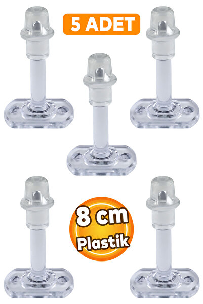 Badem10 5 Adet Kapı Arkası Kolu Stoperi Tamponu Şeffaf Plastik 8 cm Stopu Durdurucusu Tutucu Tutacağı