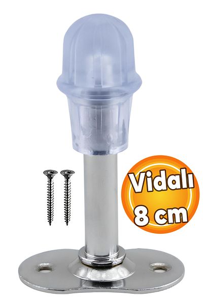 Badem10 Opritor din metal cromat de 8 cm - Mâner pentru ușă din spate a mobilierului, suport pentru opritor