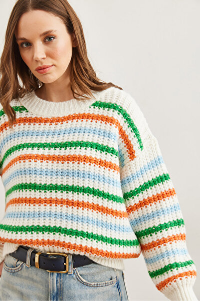 Olalook Pulover de damă, moale, cu dungi albe - KZK- 19000917