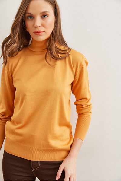 Olalook Women's Mustard Full Fisherman Lycra Knitwear Sweater Kzk- 19000578