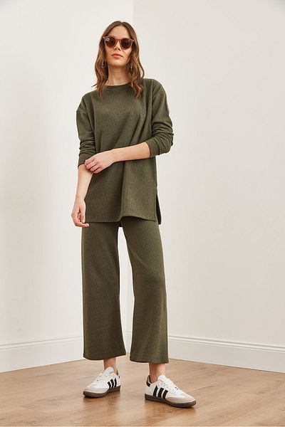 Olalook Khaki Color Women's Thessaloniki Suit - Bottom & Top Tkm- 19000323