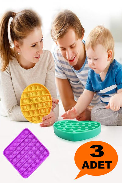 Hyd 3 Adet Popit Renkli Duyusal Ince Motor Beceri Gelişim Aktivite Stres Giderici Hediyelik Oyuncak