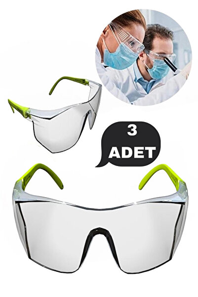 Hyd 3 Adet İş Güvenliği Koruma Gözlüğü Laboratuvar Deney İnşaat Koruyucu Şeffaf Gözlük